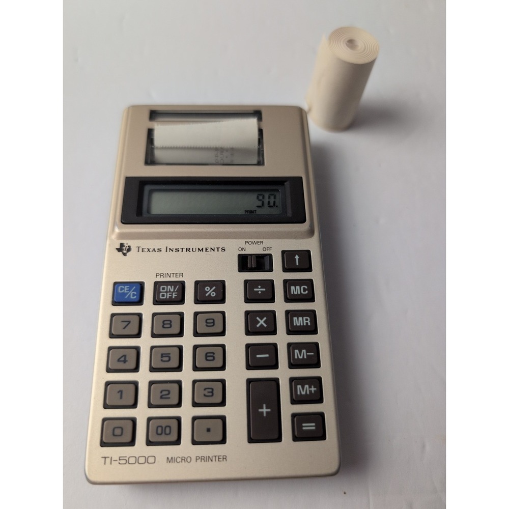 VTG Texas Inst TI-5000 Micro Printer Calculator‎ W/Extra Roll Of Paper Works
